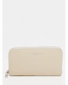 Portefeuille en cuir Kaya beige - 19.5x10.5cm