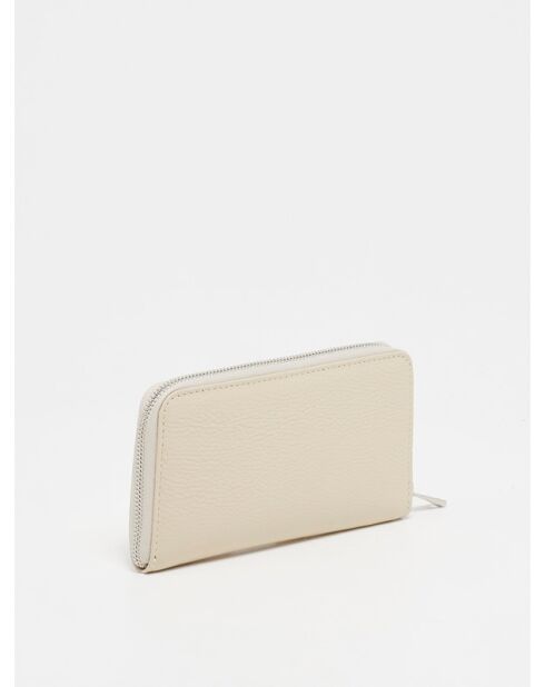 Portefeuille en cuir Kaya beige - 19.5x10.5cm