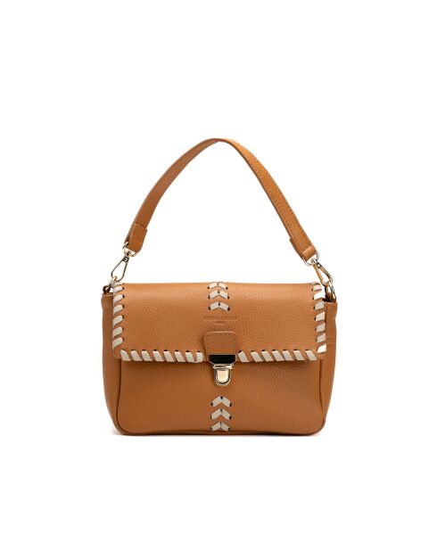 Rima camel/beige leren schoudertas - 26x17x7,5cm