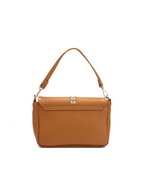 Rima camel/beige leren schoudertas - 26x17x7,5cm