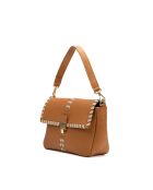 Rima camel/beige leren schoudertas - 26x17x7,5cm