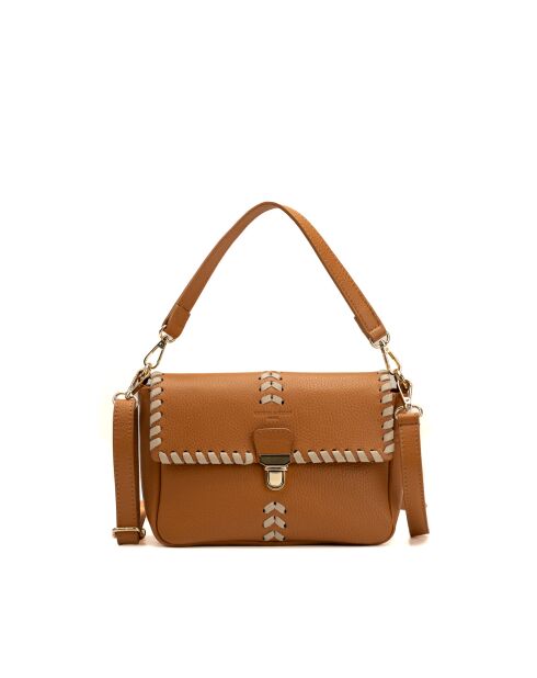 Rima camel/beige leren schoudertas - 26x17x7,5cm