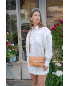 Rima camel/beige leren schoudertas - 26x17x7,5cm