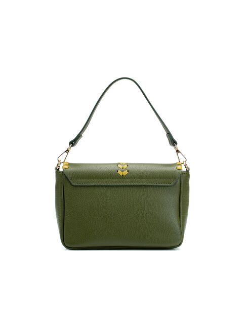 Olijfgroen/matcha Rima leren schoudertas - 26x17x7,5cm