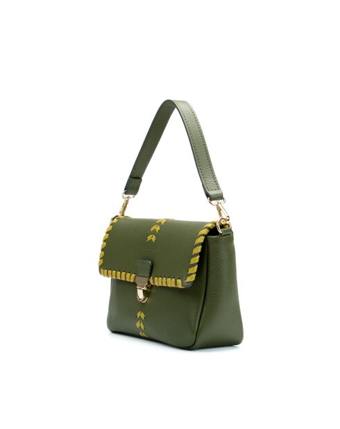 Olijfgroen/matcha Rima leren schoudertas - 26x17x7,5cm
