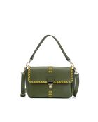 Schultertasche Rima aus Leder in Olivgrün/Matcha - 26x17x7,5 cm