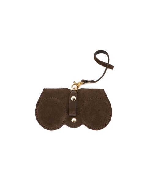 Samy moka leren brillenhouder - 15x8x1cm