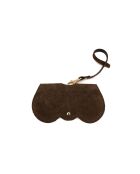 Samy moka leren brillenhouder - 15x8x1cm