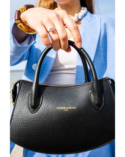 Versailles schwarze Lederhandtasche - 25,5 x 14,5 x 6,5 cm