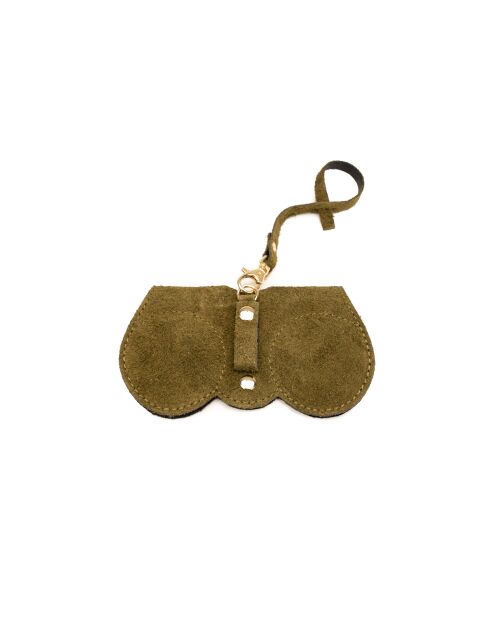 Samy matcha leren brillenhouder - 15x8x1cm