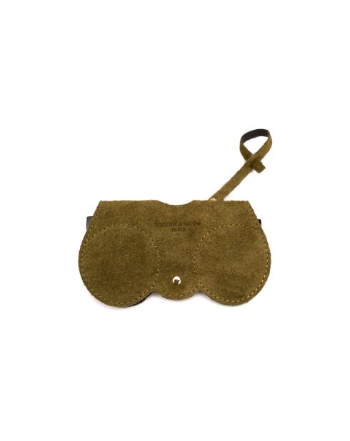 Samy matcha leren brillenhouder - 15x8x1cm