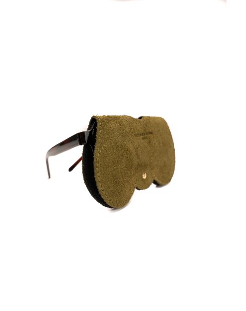 Samy matcha leren brillenhouder - 15x8x1cm