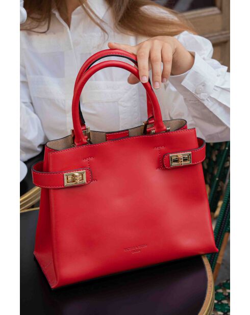 Nelia rote Lederhandtasche - 27x22x12cm