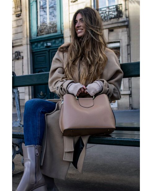 Borsa a mano Biana in pelle taupe - 29x25x13,5cm