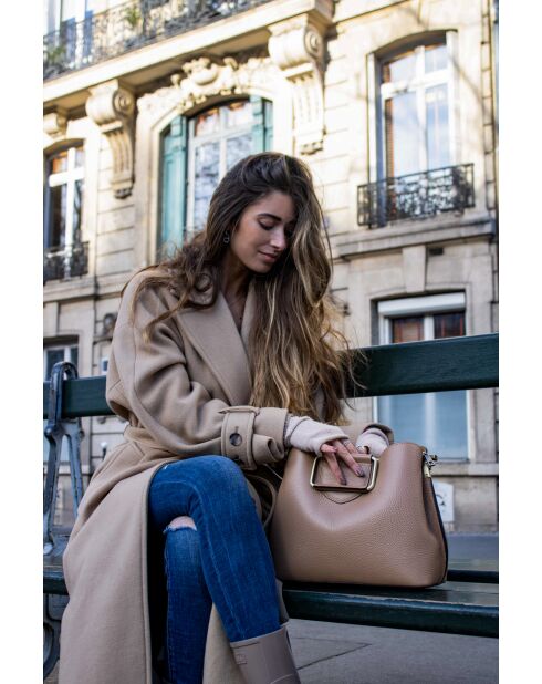 Borsa a mano Biana in pelle taupe - 29x25x13,5cm