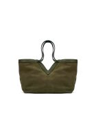 Olijfgroene Siri leren schoudertas - 50x29x14,5cm