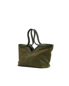 Olijfgroene Siri leren schoudertas - 50x29x14,5cm