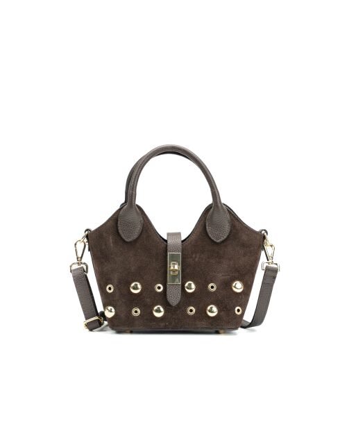 Josie Schultertasche aus Mokka-Leder - 25x12x11cm