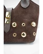 Josie mokka leren schoudertas - 25x12x11cm