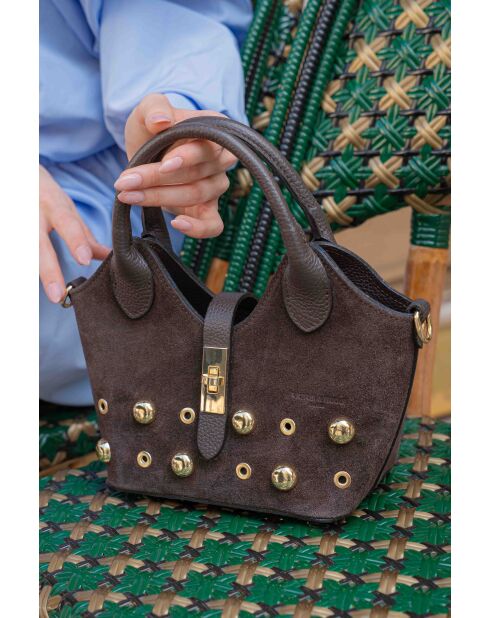 Josie Schultertasche aus Mokka-Leder - 25x12x11cm