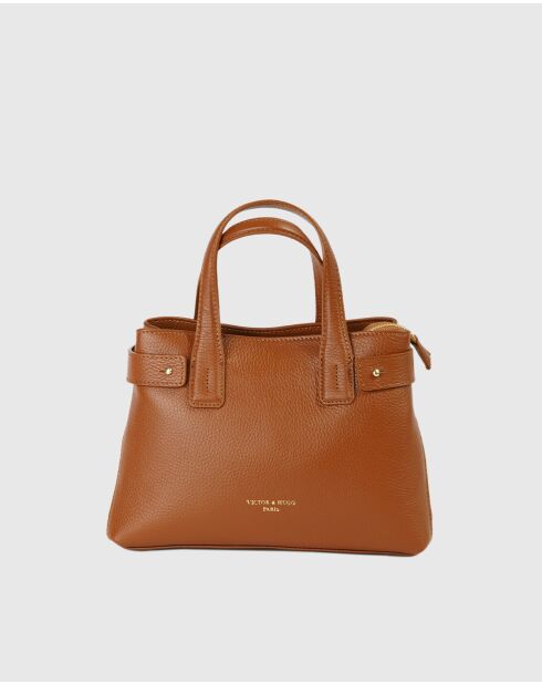 Mini Luna Schultertasche aus kamelfarbenem Leder - 28x20x11cm
