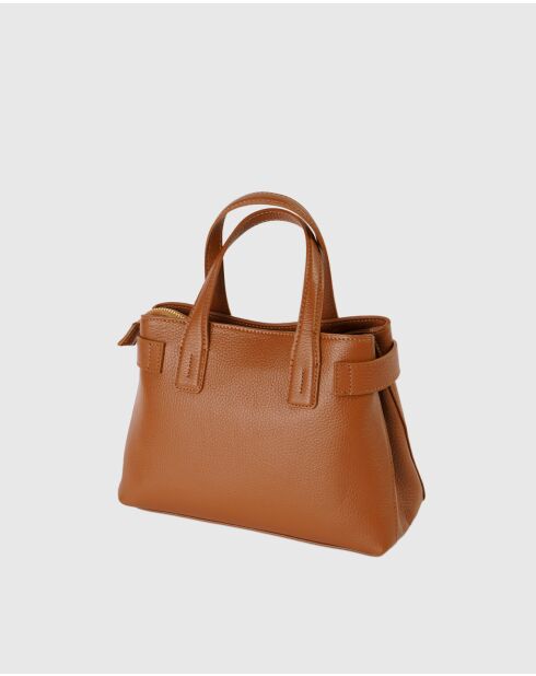 Mini Luna Schultertasche aus kamelfarbenem Leder - 28x20x11cm