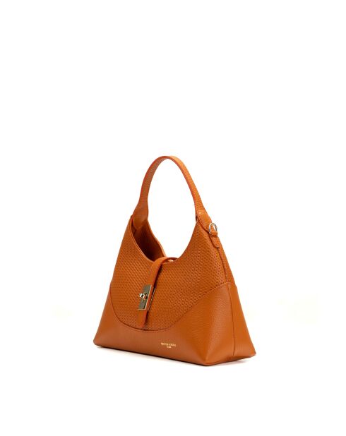 Oranje leren schoudertas van Dahlia - 24x16x12cm