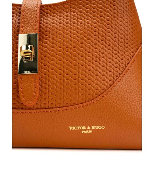 Sac à main en cuir Dahlia orange - 24x16x12cm