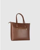 Myra bruine leren handtas - 34x28x12CM