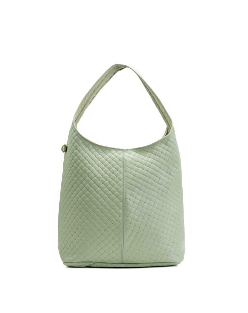 Vicky grüne Schultertasche aus Leder - 40x32x15cm