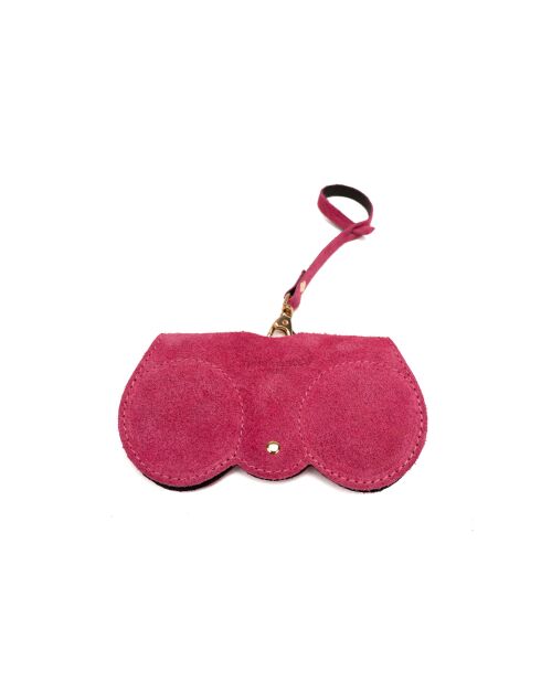 Porte lunettes en cuir Samy fushia - 15x8x1cm