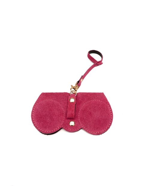 Porte lunettes en cuir Samy fushia - 15x8x1cm
