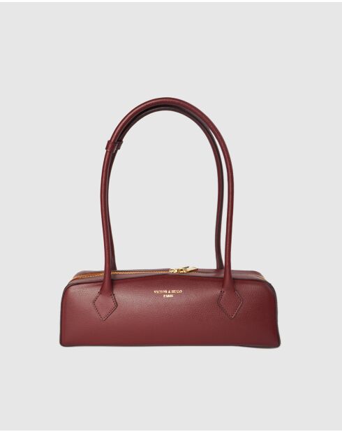 Zhora Schultertasche aus burgunderfarbenem Leder - 32x11x10cm