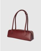 Zhora Schultertasche aus burgunderfarbenem Leder - 32x11x10cm