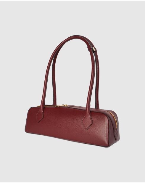 Zhora Schultertasche aus burgunderfarbenem Leder - 32x11x10cm