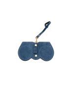 Samy blauwe leren brillenhouder - 15x8x1cm