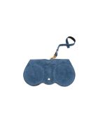 Samy blauwe leren brillenhouder - 15x8x1cm