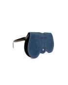 Samy blauwe leren brillenhouder - 15x8x1cm