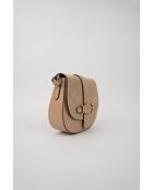 Sac à bandouliere en cuir Selva beige - 21x18x6cm