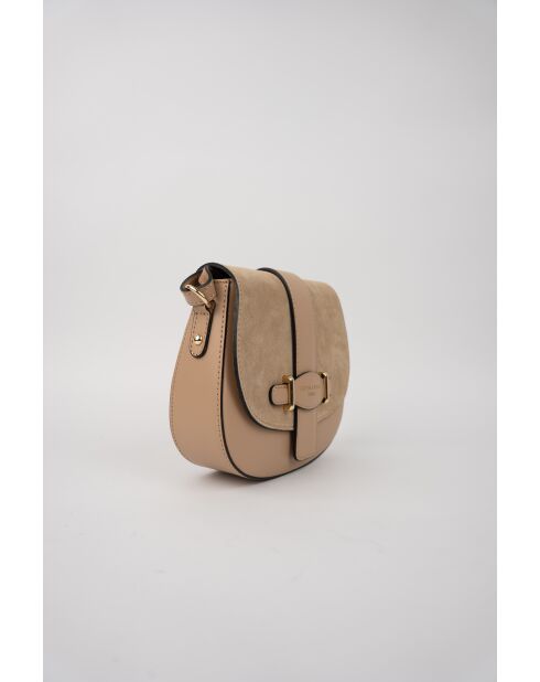 Sac à bandouliere en cuir Selva beige - 21x18x6cm