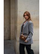 Borsa Leah in pelle marrone - 18,5x12,5x6cm