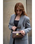 Borsa Leah in pelle marrone - 18,5x12,5x6cm