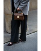 Borsa Leah in pelle marrone - 18,5x12,5x6cm