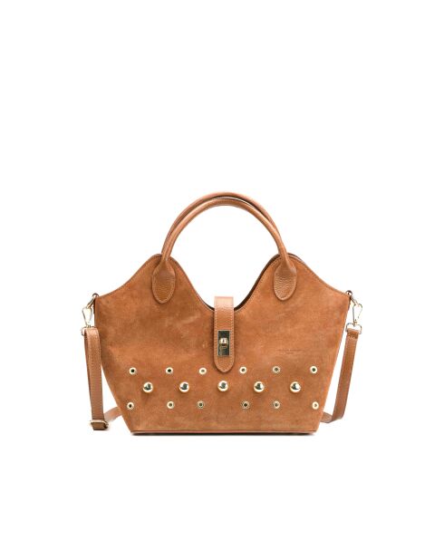 Freya Schultertasche aus kamelfarbenem Leder - 43x28x16cm