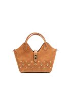 Freya camel leren schoudertas - 43x28x16cm