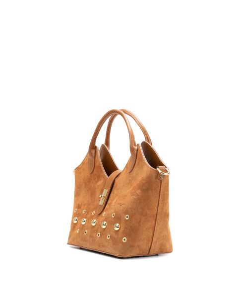 Freya Schultertasche aus kamelfarbenem Leder - 43x28x16cm
