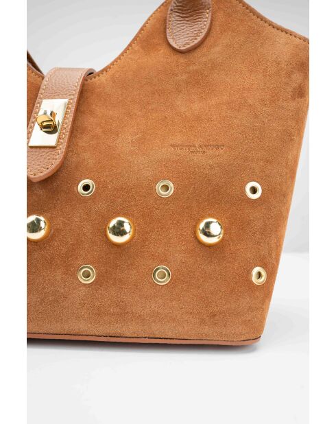 Freya Schultertasche aus kamelfarbenem Leder - 43x28x16cm