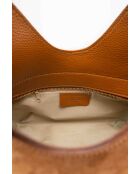 Freya camel leren schoudertas - 43x28x16cm