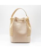 Livy Rafia Schultertasche aus Leder cremefarben - 21,5x27x15cm