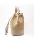 Livy Rafia Schultertasche aus Leder cremefarben - 21,5x27x15cm